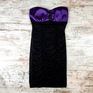 German Chik LA Fashion | Purple and Black Side Ruched Bodycon Dress